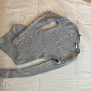 Never used Abercrombie bodysuit thong v neck ribbed light blue xs
